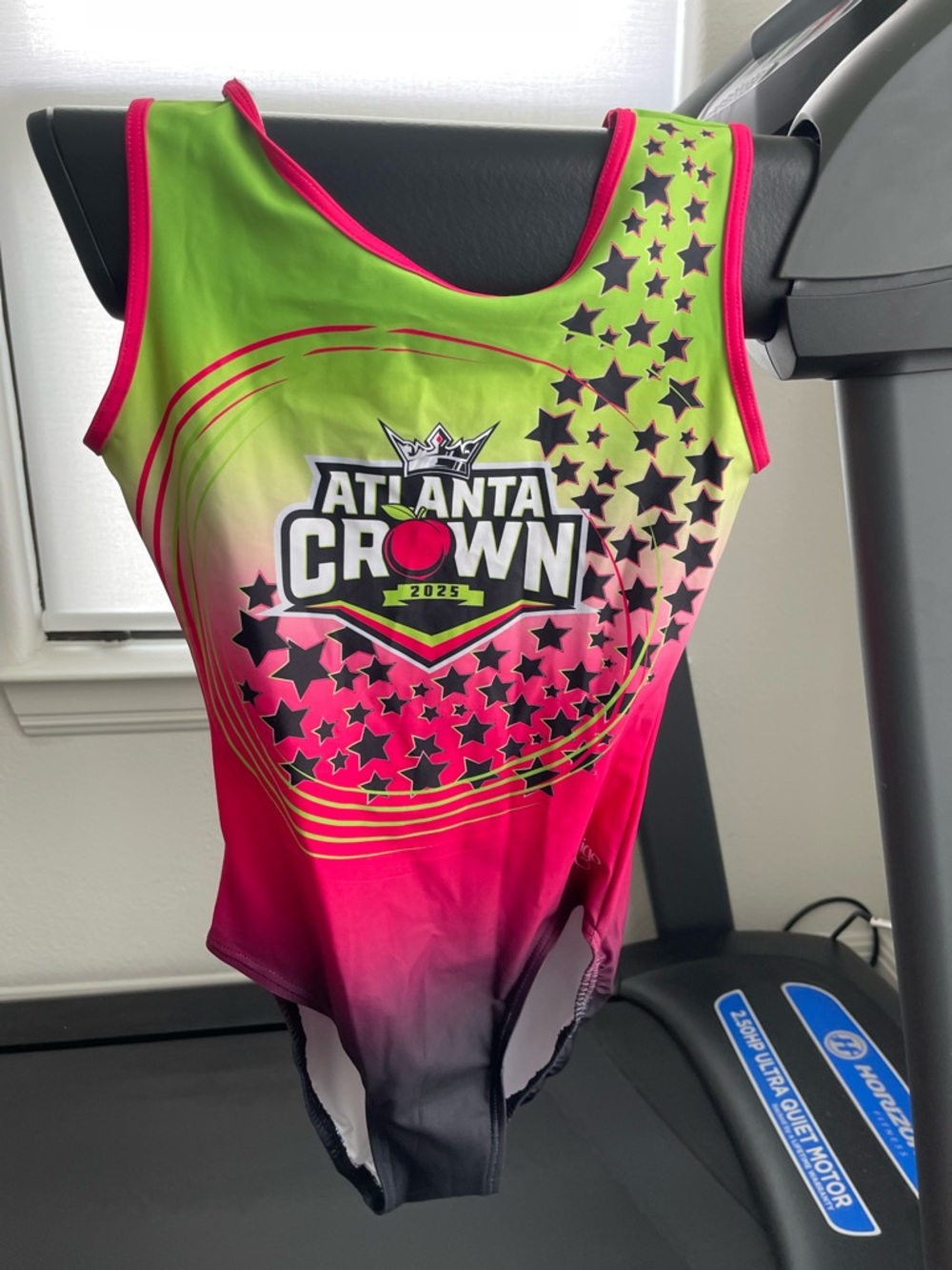 Atlanta Crown 2025 Neon Pink & Lime Gymnastics Leotard